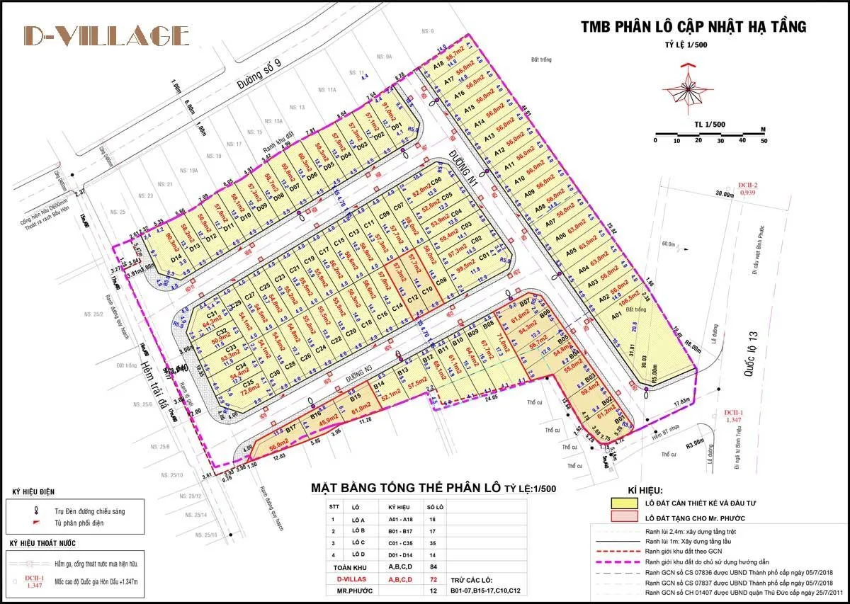 D-VILLAGE THỦ ĐỨC 5 Mặt bằng phân lô Dự án Khu Dân Cư D-VILLAGE Thủ Đức