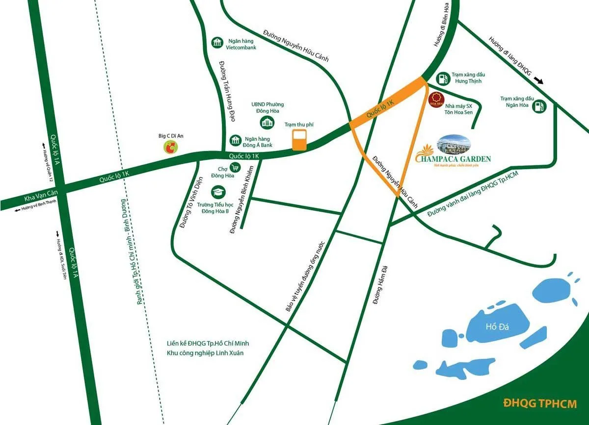 CHAMPACA GARDEN DĨ AN BÌNH DƯƠNG 3 Vị trí Dự án Nhà phố Champaca Garden Bình Dương