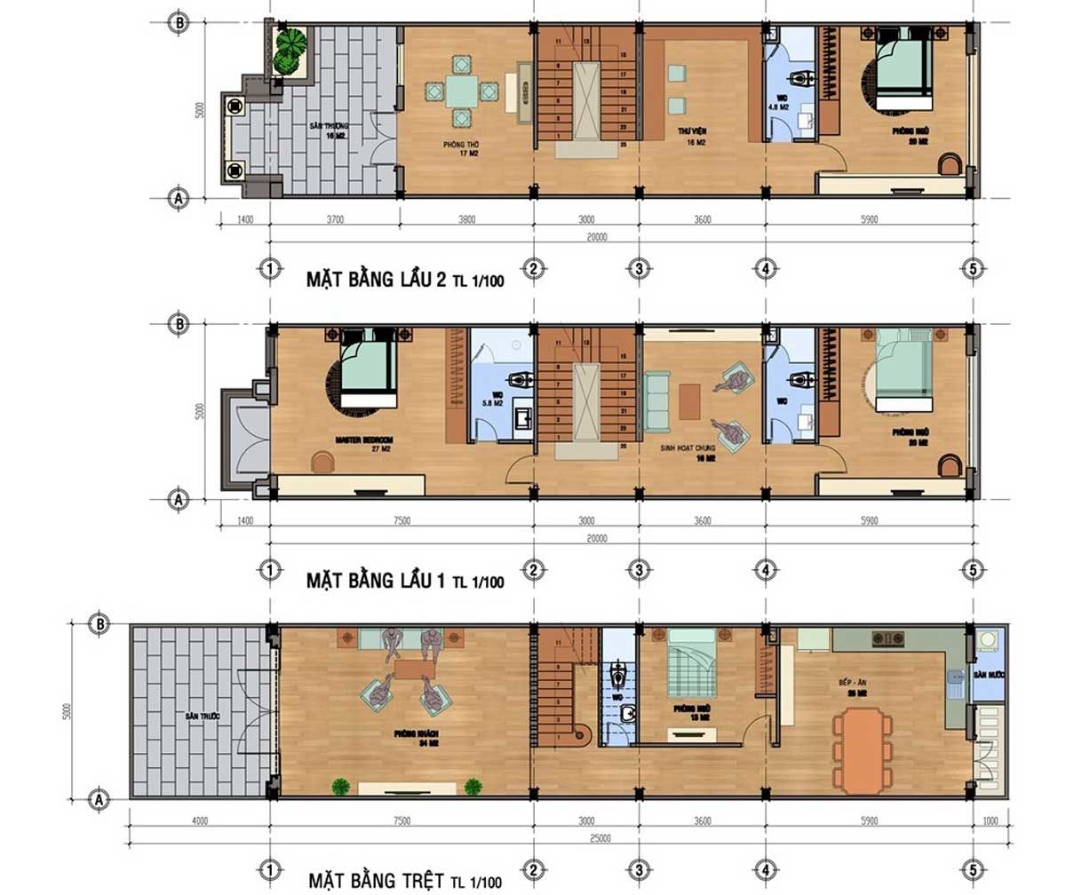 Thiết kế Nhà phố 1 Trệt 2 Lầu Champaca Garden Bình Dương