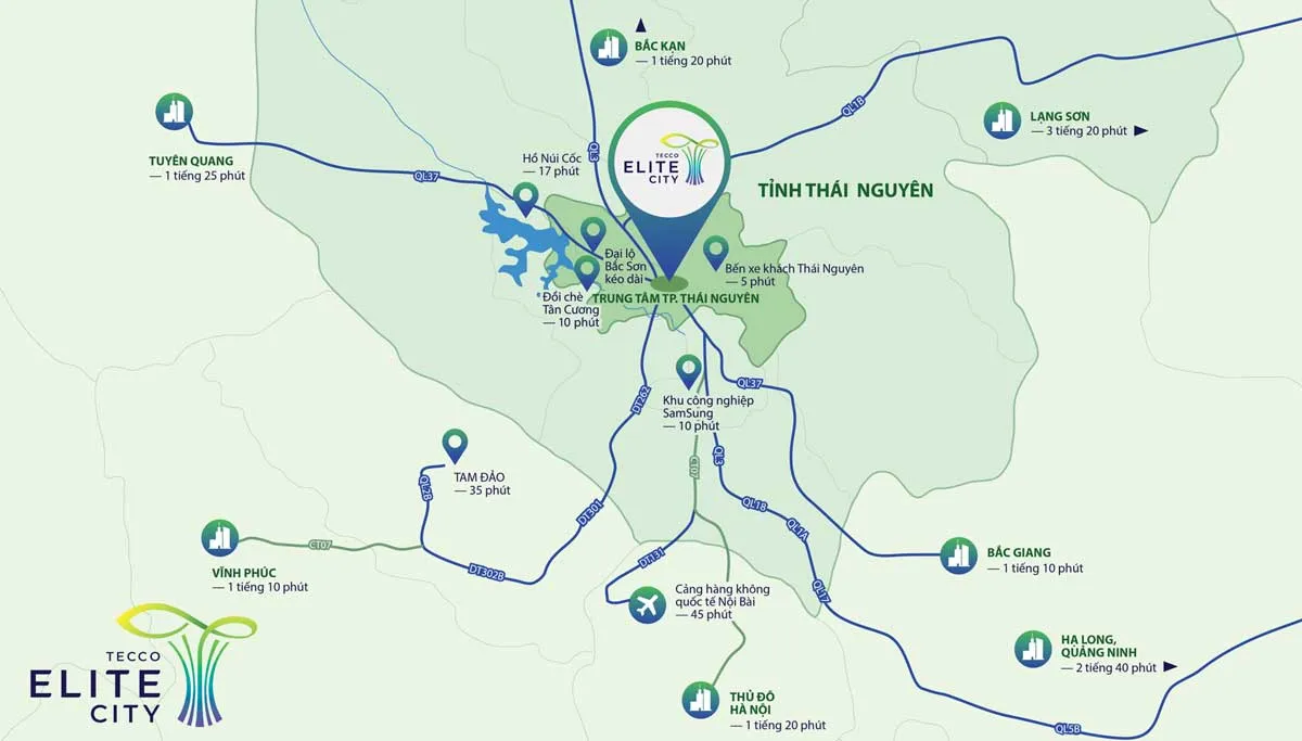 TECCO ELITE CITY THÁI NGUYÊN 4 Bản đồ Vị trí Dự án Căn hộ Chung cư Tecco Elite City Thái Nguyên
