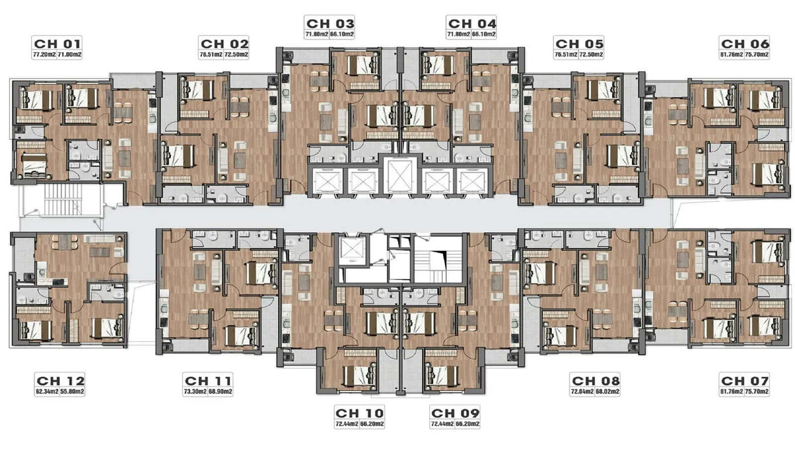 TECCO ELITE CITY THÁI NGUYÊN 12 Mặt bằng tầng Dự án Căn hộ Chung cư Tecco Elite City Thái Nguyên
