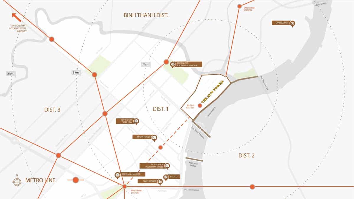 Bản đồ Vị trí Dự án The Sun Tower Capitaland Quận 1