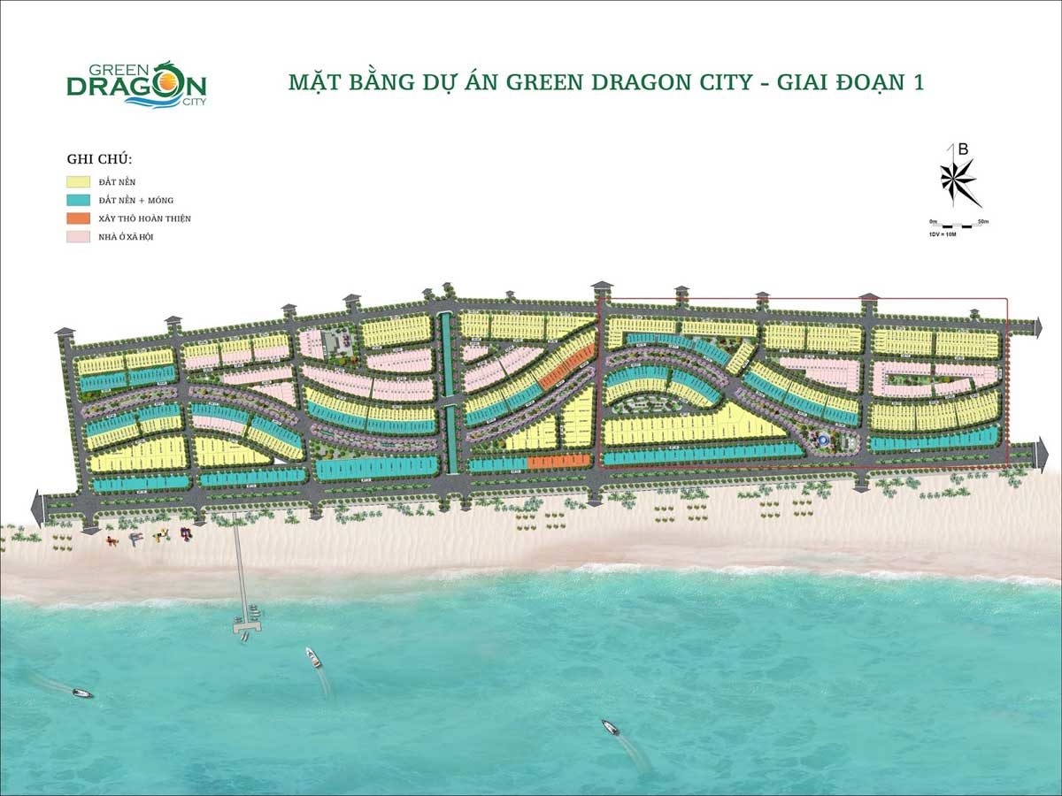 Mặt bằng Phân lô giai đoạn 1 Dự án Khu đô thị Green Dragon City Cẩm Phả Quảng Ninh