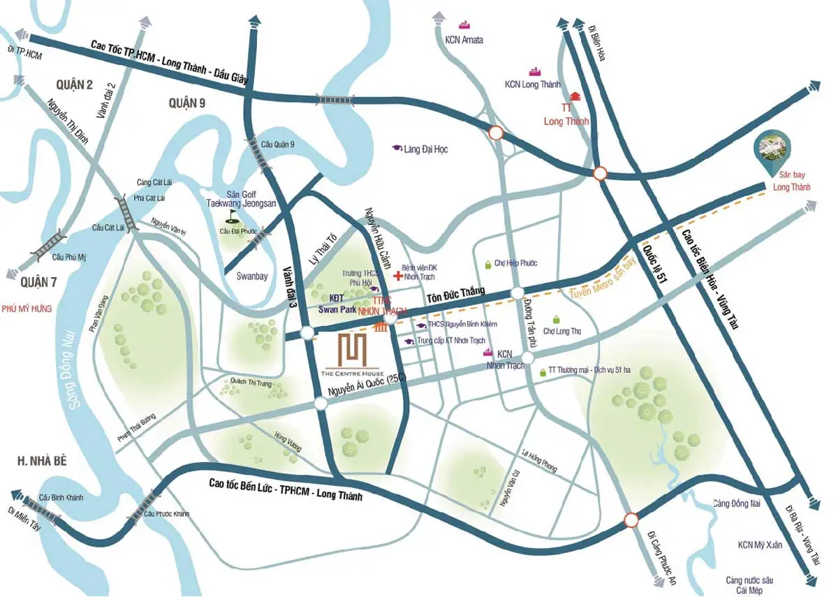 THE CENTRE HOUSE NHƠN TRẠCH 3 Vị trí Dự án The Centre House Nhơn Trạch Đồng Nai