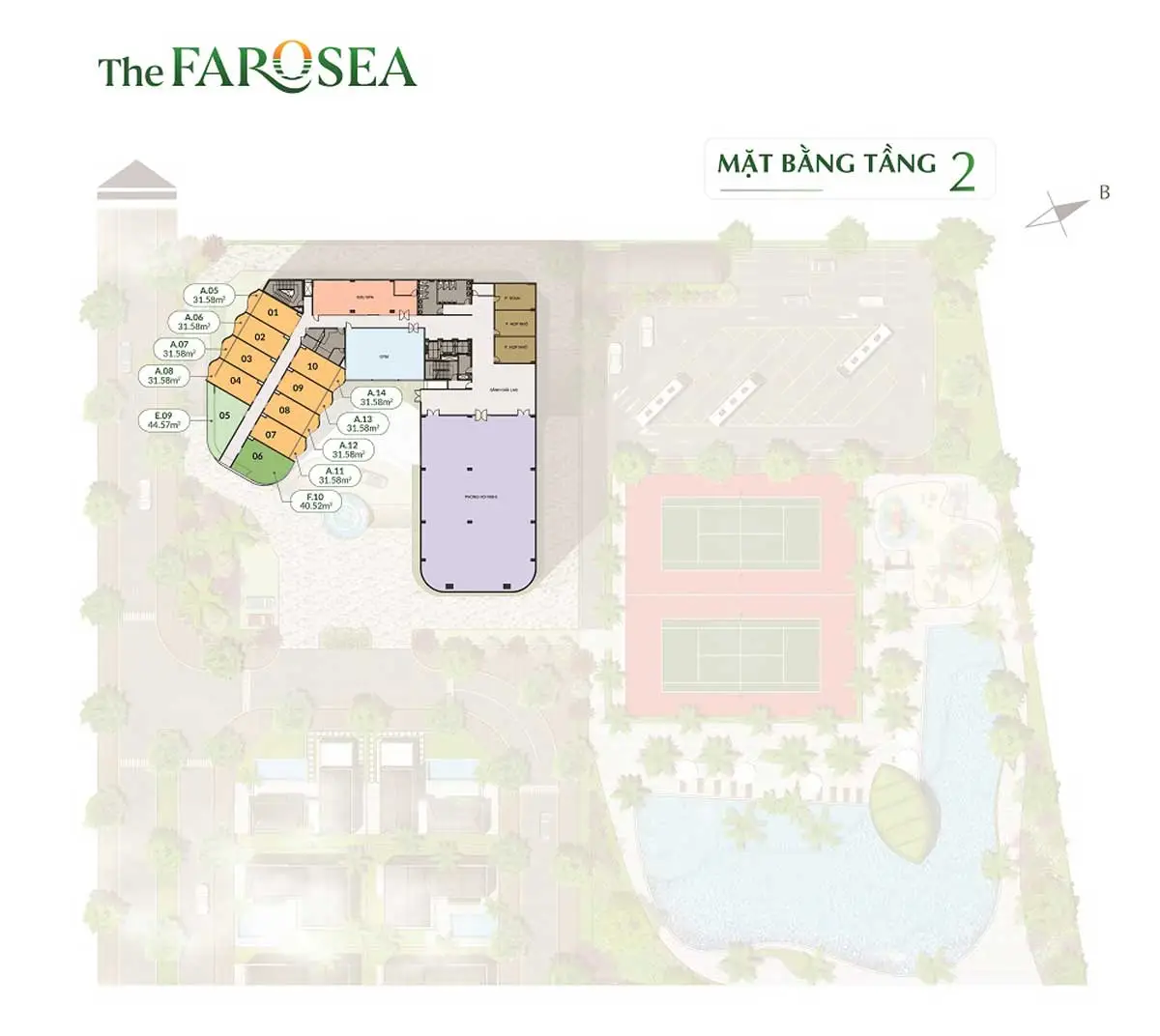 THE FAROSEA PHAN THIẾT 15 Mặt bằng tầng 2 Dự án Căn hộ The Farosea Phan Thiết