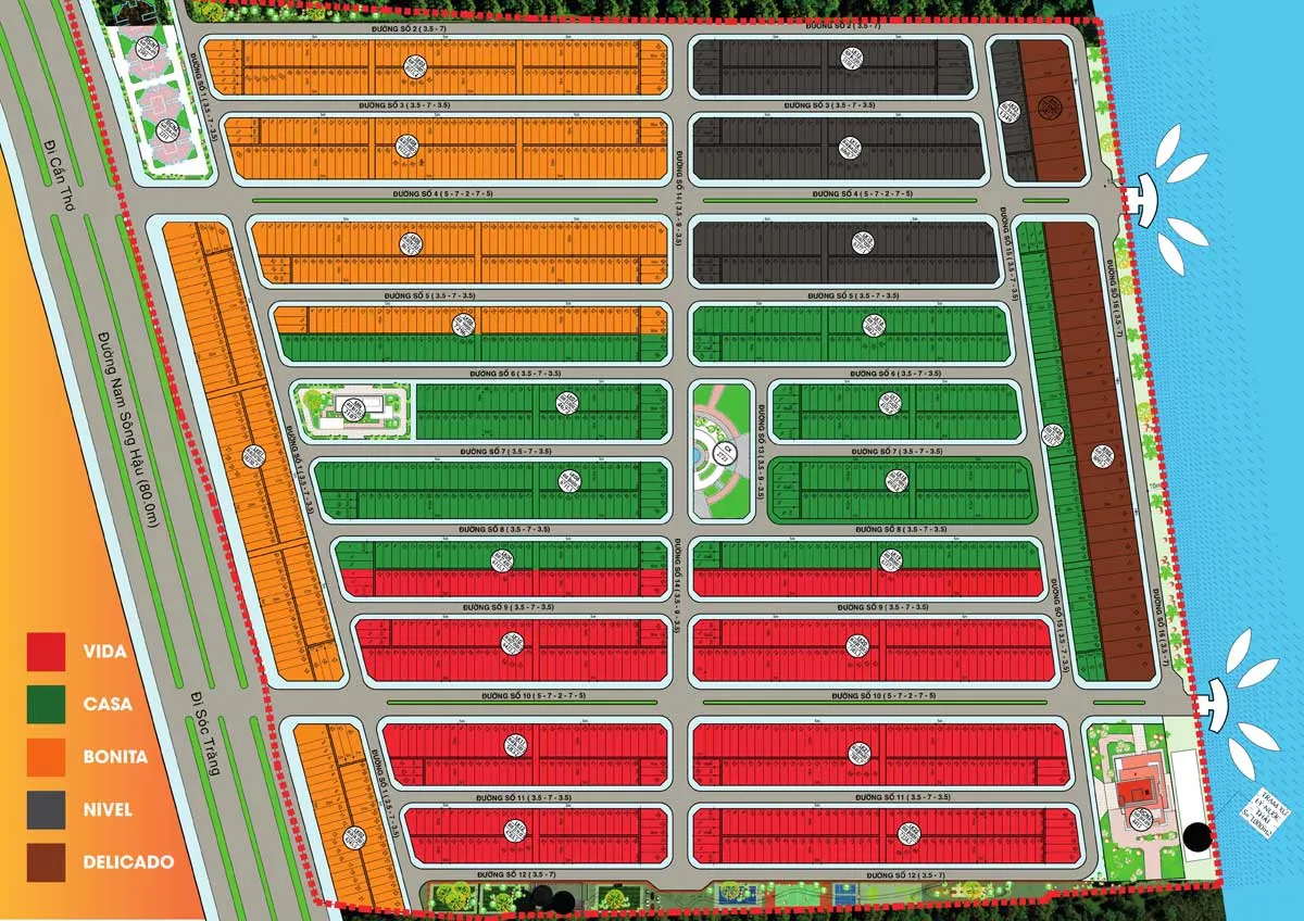 Fenix City Hậu Giang 14 Mặt bằng Phân lô toàn khu Dự án Fenix City Hậu Giang