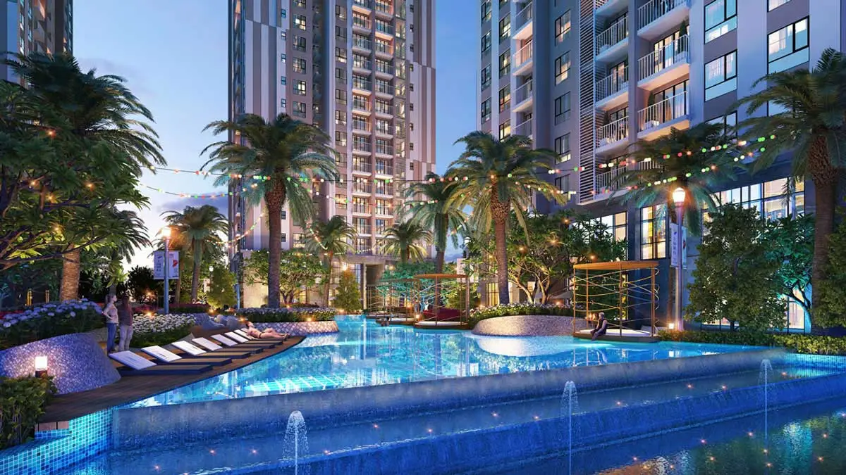 GEM CENTRAL PARK 4 Hồ bơi tràn bờ tại Dự án Căn hộ Gem Central Park Bình Dương