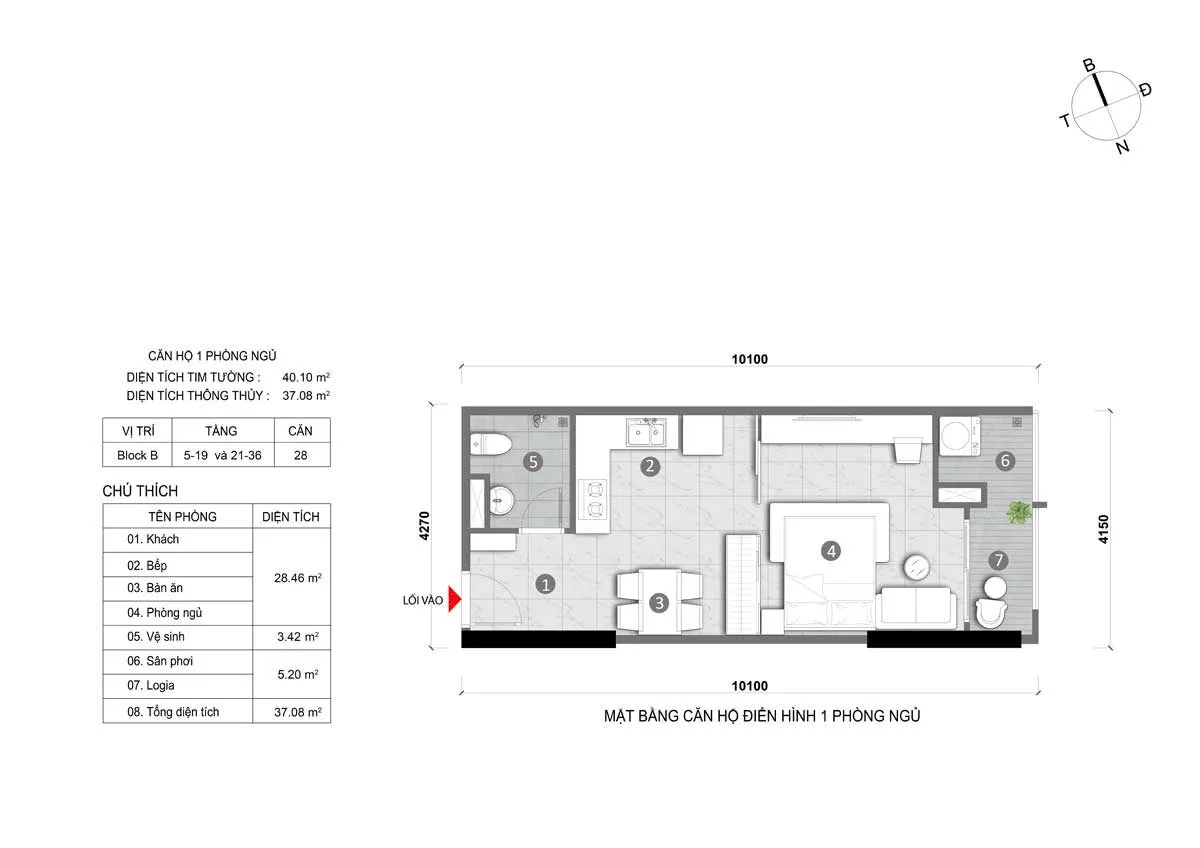 Thiết kế căn 1 PN Thiết kế căn 1 PN