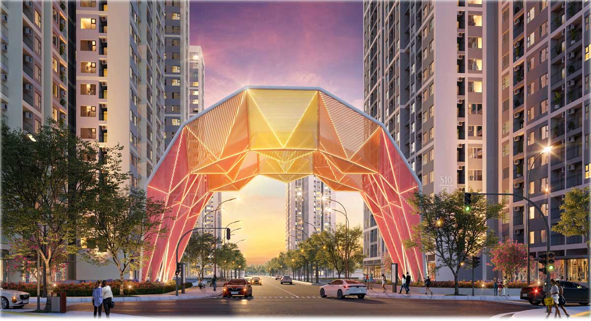 Cổng chào Phân khu Căn hộ The Origami tại trung tâm Dự án Vinhomes Grand Park Quận 9