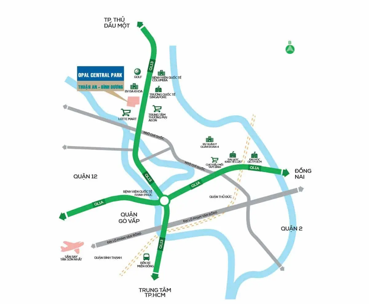 OPAL CENTRAL PARK 2 Vị trí Dự án Căn hộ Opal Central Park Bình Dương