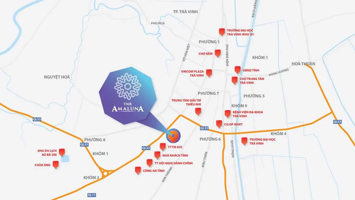 KHU ĐÔ THỊ TNR AMALUNA TRÀ VINH 3 Vị trí Dự án Khu đô thị TNR Amaluna Trà Vinh