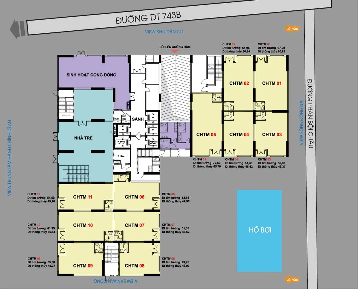 BCONS SALA DĨ AN BÌNH DƯƠNG 11 Mặt bằng Tầng 1 Dự án căn hộ Bcons Sala Bình Dương