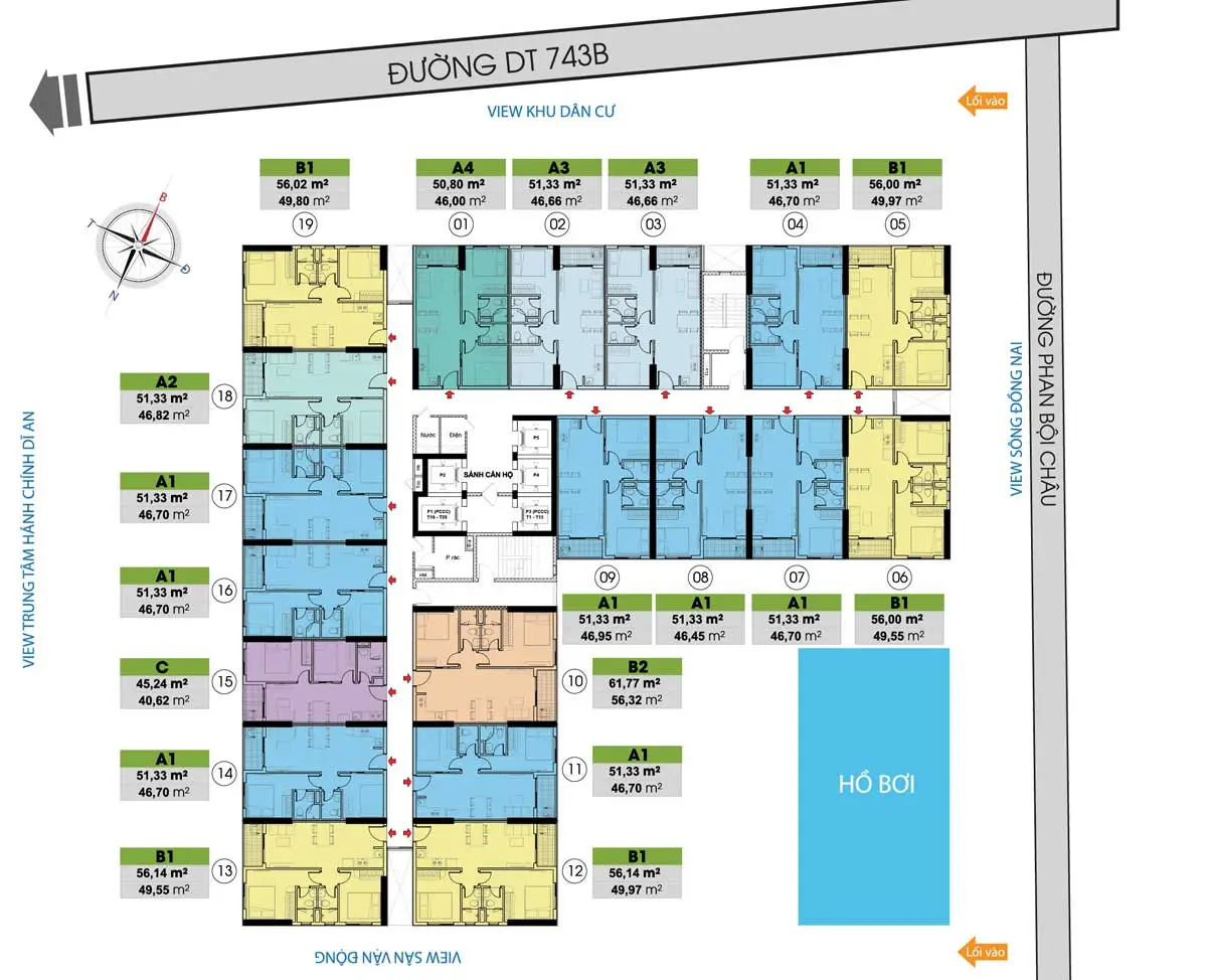 BCONS SALA DĨ AN BÌNH DƯƠNG 13 Mặt bằng Tầng Dự án căn hộ Bcons Sala Bình Dương