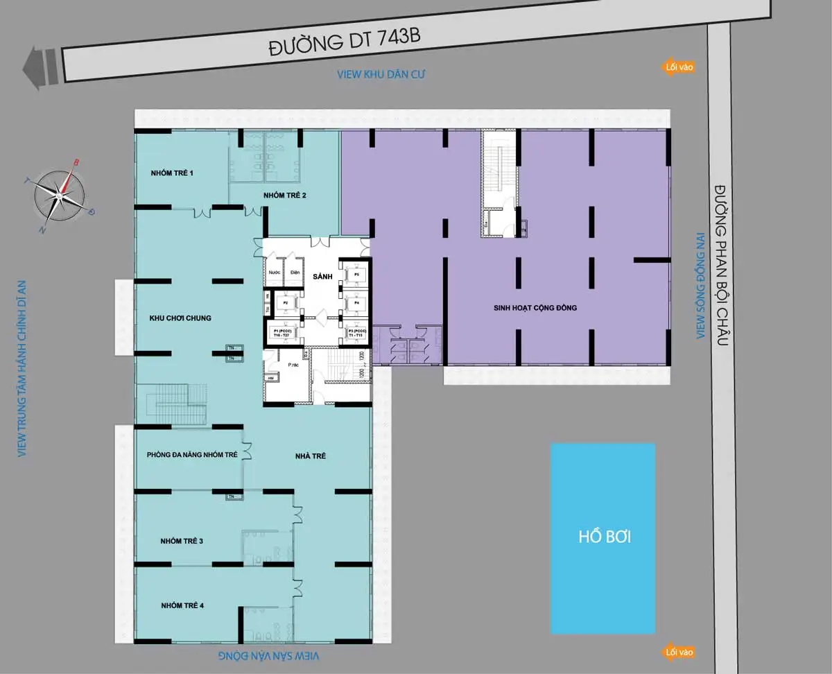 BCONS SALA DĨ AN BÌNH DƯƠNG 12 Mặt bằng Tầng 2 Dự án căn hộ Bcons Sala Bình Dương