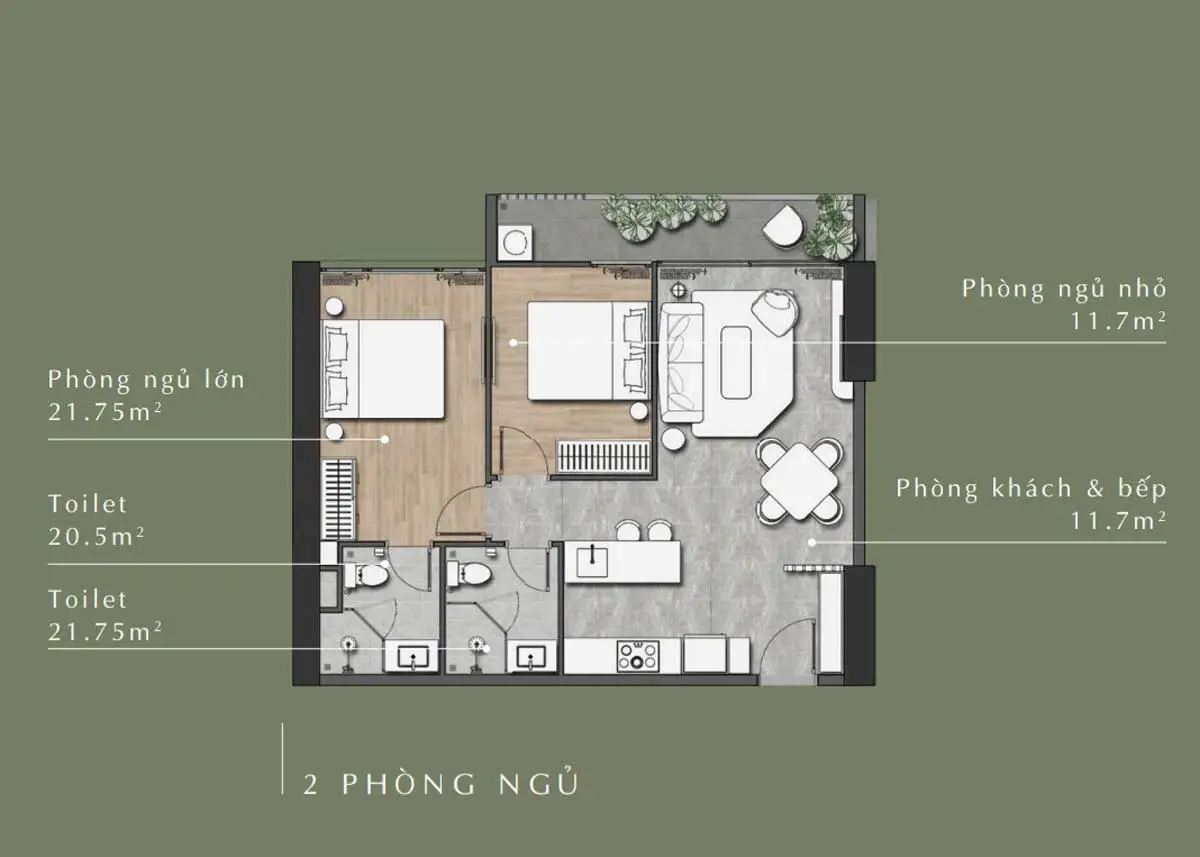 ANDERSON PARK BÌNH DƯƠNG 20 Thiết kế Căn hộ 2PN Anderson Park Bình Dương