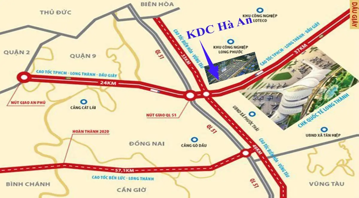 KHU DÂN CƯ HÀ AN 92HA LONG THÀNH ĐỒNG NAI 3 Vị trí Dự án Khu đô thị Hà An Long Thành Đồng Nai