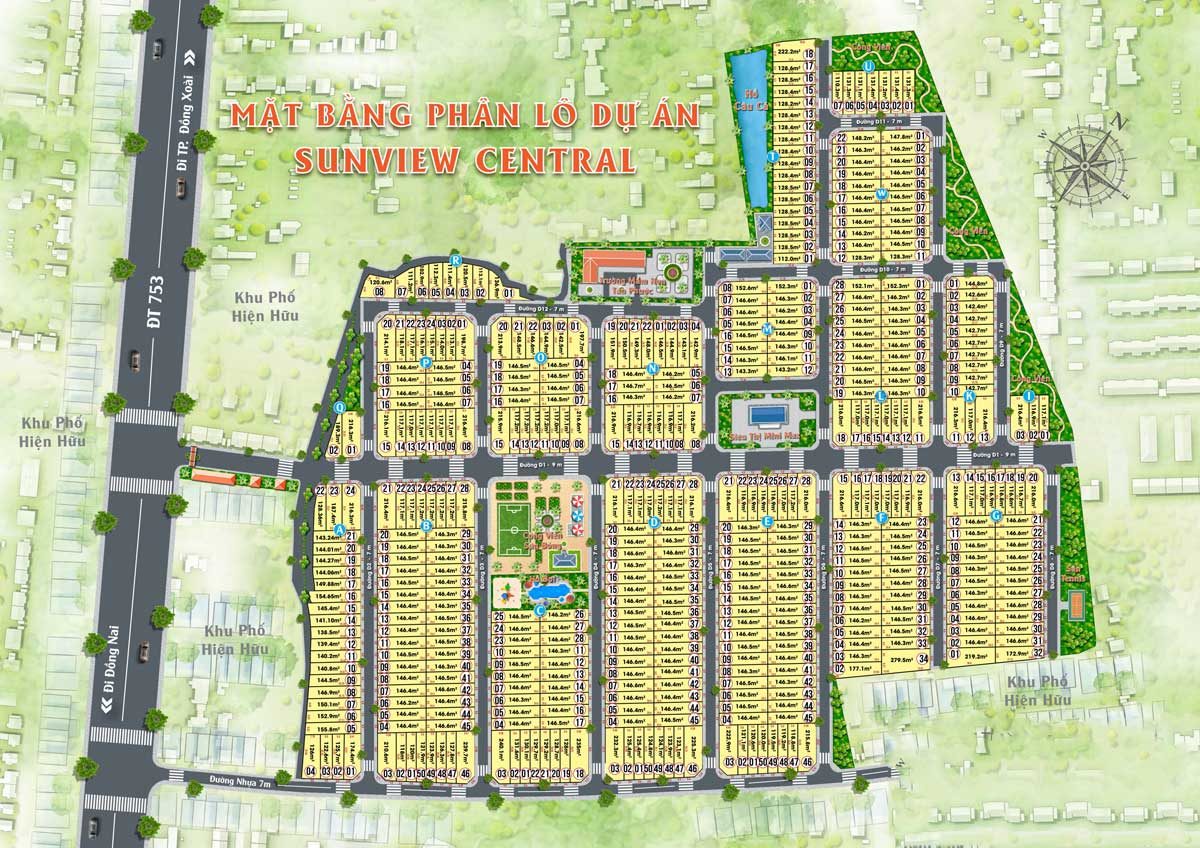 Mặt bằng Dự án Đất Nền Sunview Central Bình Dương