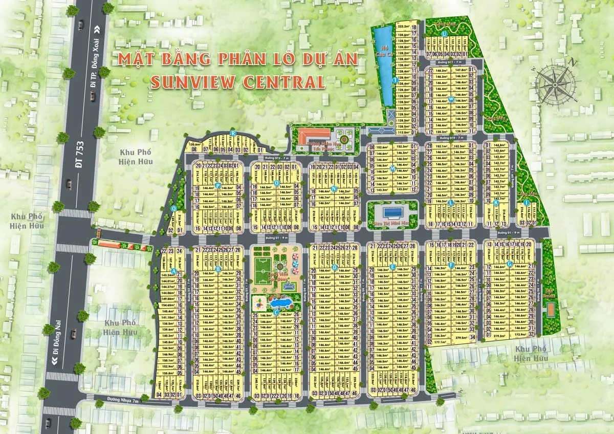 SUNVIEW CENTRAL BÌNH PHƯỚC 4 Mặt bằng Dự án Đất Nền Sunview Central Bình Dương