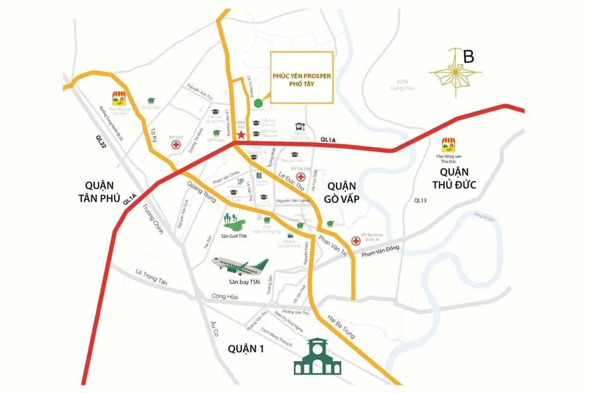 PHÚC YÊN PROSPER QUẬN 12 5 Bản đồ Vị trí Dự án Căn hộ Chung cư Phúc Yên Prosper Phố Tây Thới An Quận 12