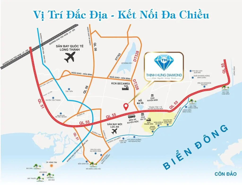 THỊNH HƯNG DIAMOND XUYÊN MỘC 3 Vị trí dự án Thịnh Hưng Diamond Bà Tô