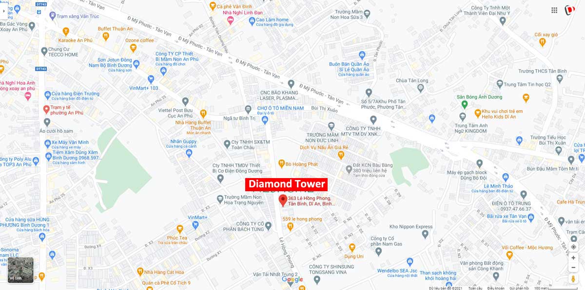 Vị trí Dự án Căn hộ Chung cư Diamond Tower Dĩ An Bình Dương