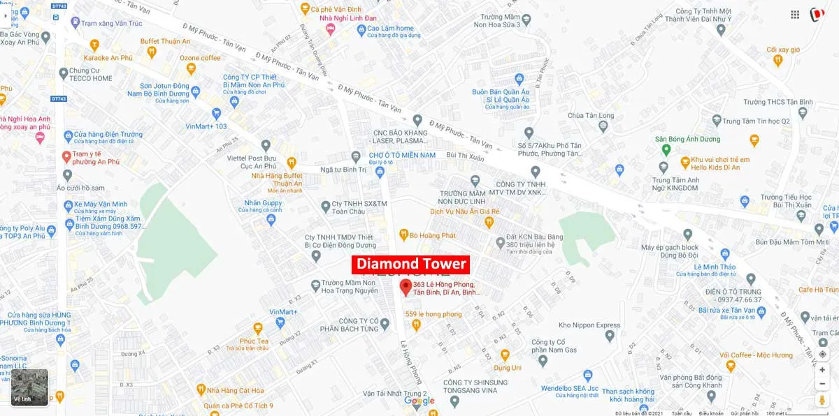 Diamond Tower Dĩ An Bình Dương 2 Vị trí Dự án Căn hộ Chung cư Diamond Tower Dĩ An Bình Dương