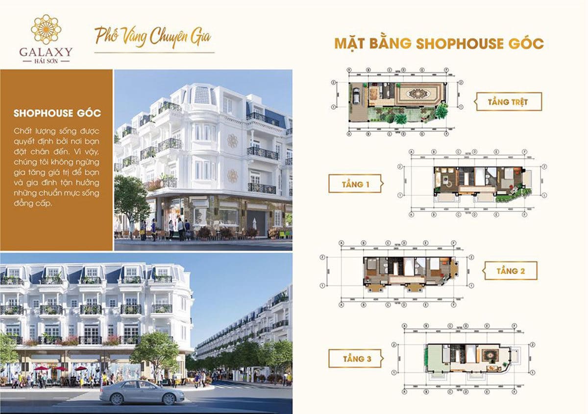 Thiết kế Shophouse Góc Dự án Galaxy Hải Sơn Đức Hòa Long An