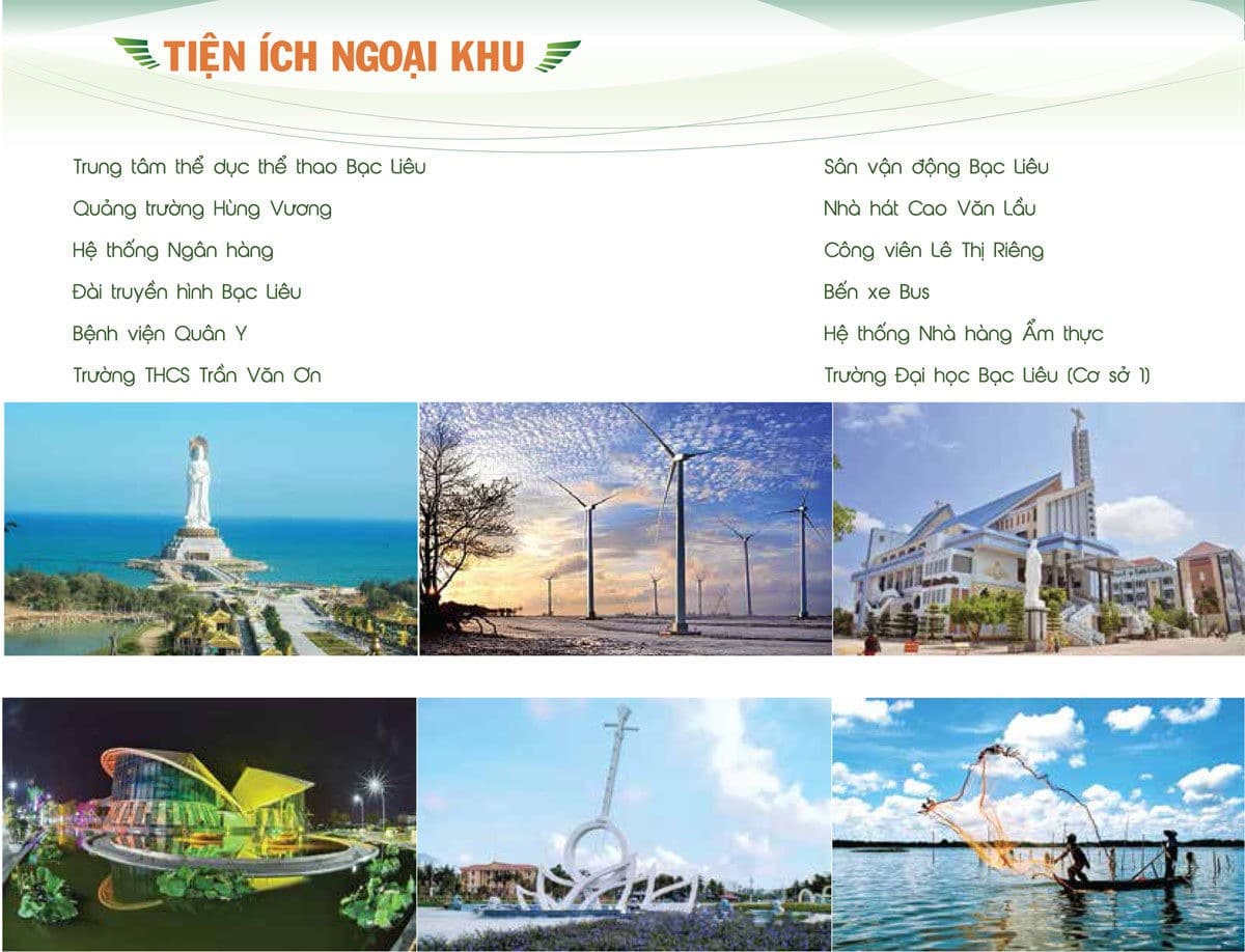 Tiện ích ngoại khu Dự án đất nền Center Mall Bạc Liêu