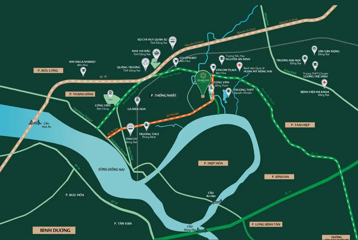 DIAMOND CENTRAL BIÊN HÒA ĐỒNG NAI 4 Bản đồ vị trí Nhà phố Diamond Central Biên Hòa