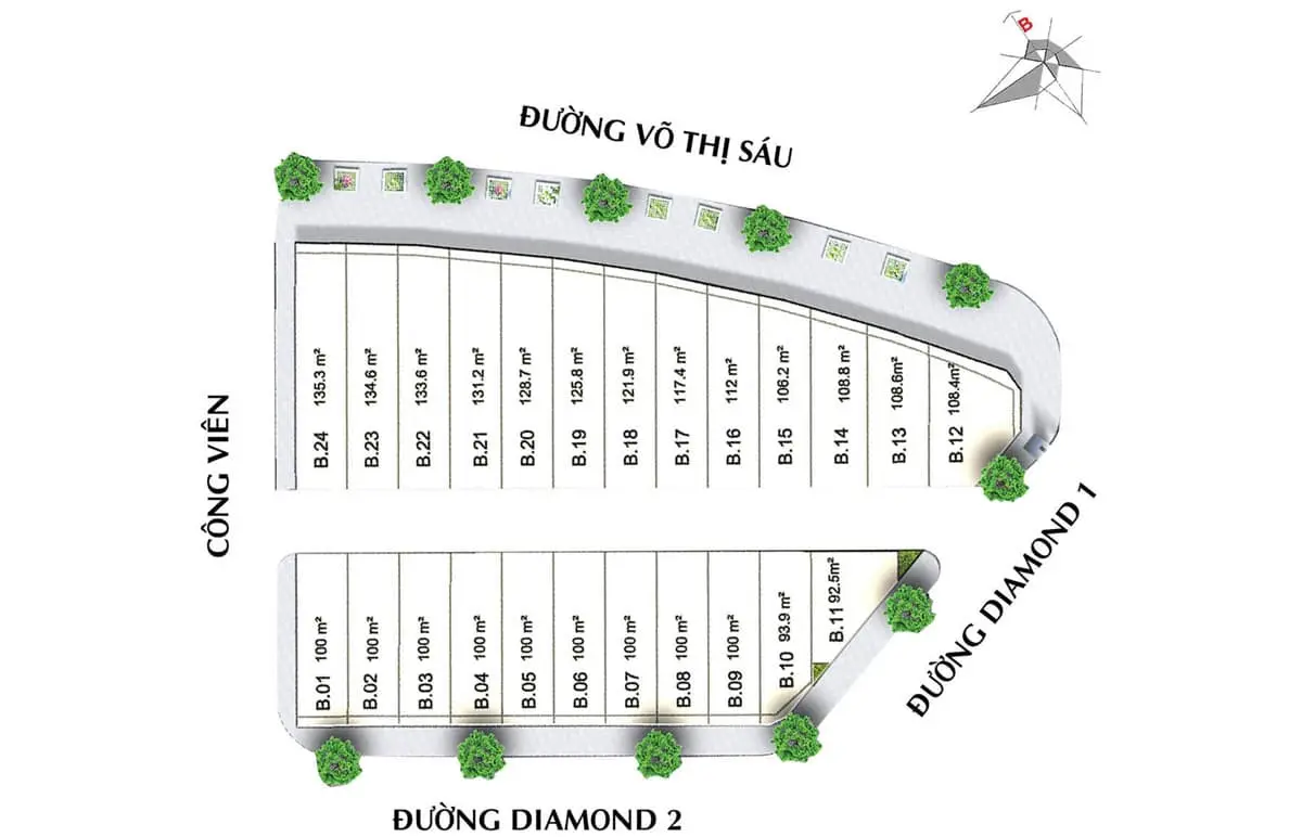 DIAMOND CENTRAL BIÊN HÒA ĐỒNG NAI 14 mat-bang-phan-lo-khu-pho-Red-Diamond