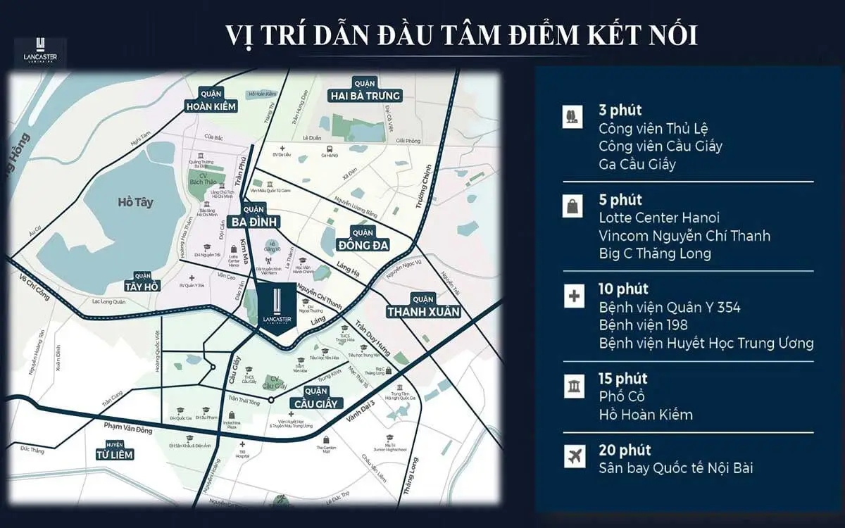 Lancaster Luminaire 2 Vị trí liên kết vùng Dự án Căn hộ Lancaster Luminaire Đường Láng Hà Nội