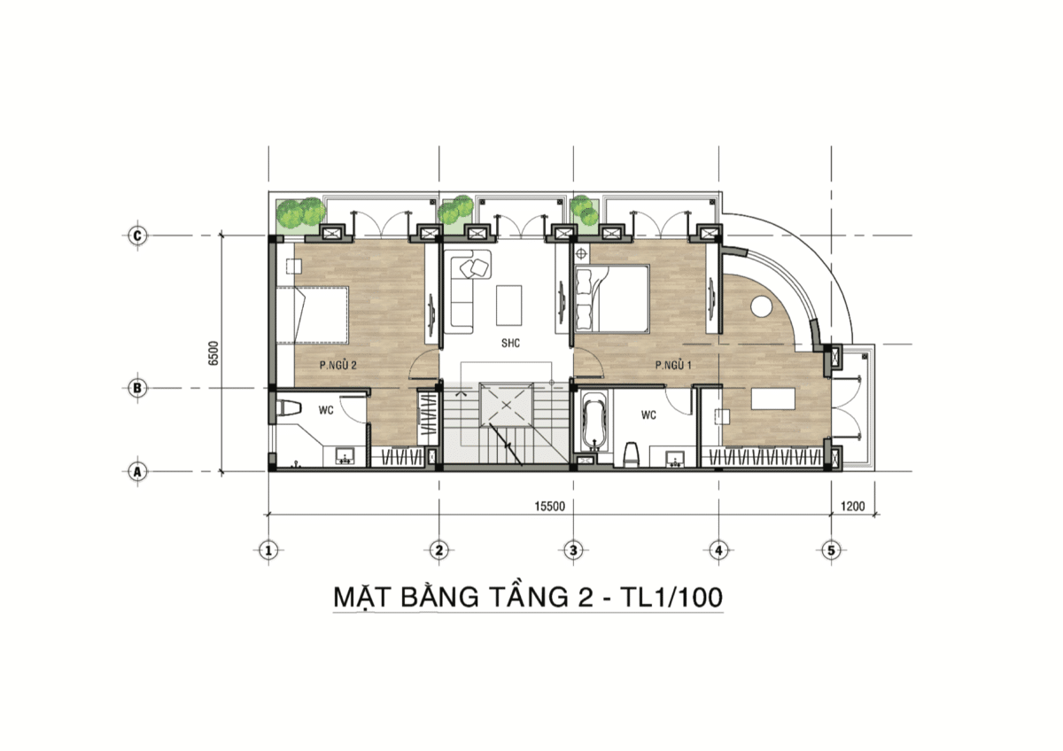 Mặt bằng Tầng 2 Shophouse Valerich