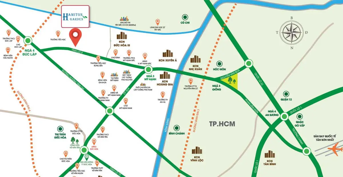 HAMILTON GARDEN LONG AN 2 Vị trí Dự án Hamilton Garden Đức Hòa Long An