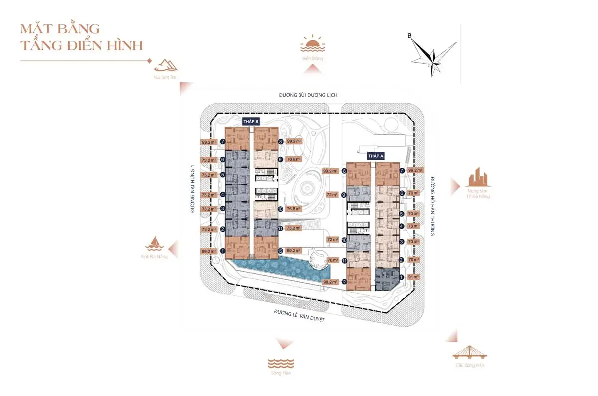 Athena Luxury Đà Nẵng Riverside 8 Mặt bằng Tầng điển hình Dự án Căn hộ Athena Luxury Đà Nẵng Riverside