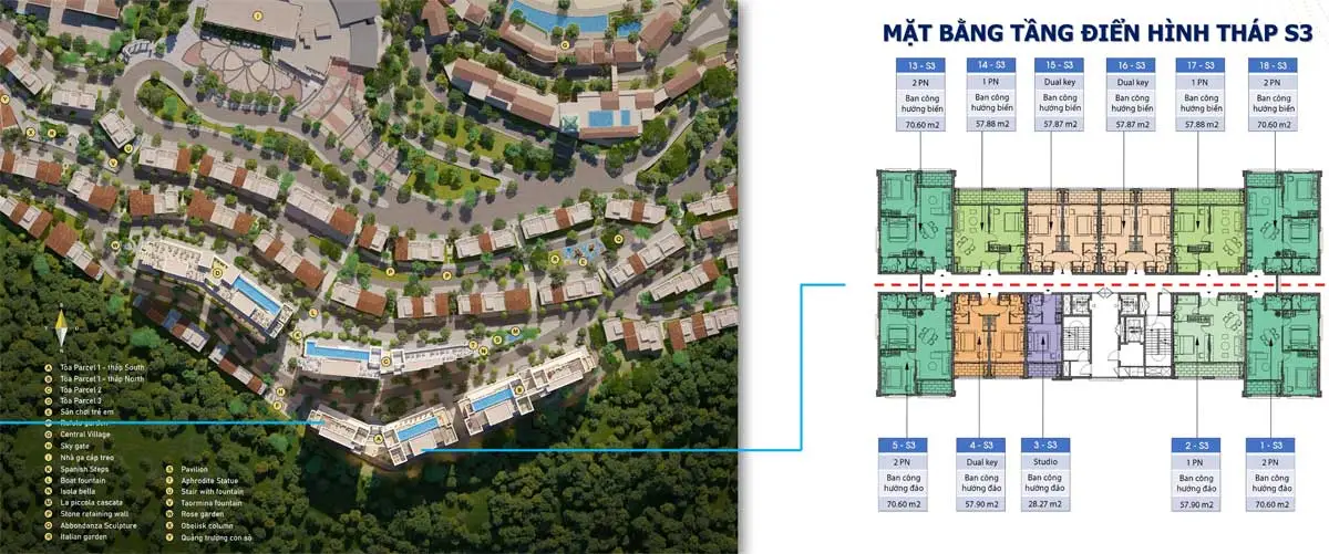 SUN GRAND CITY HILLSIDE RESIDENCE 10 Mặt bằng Tháp S4 Phân khu The Hill Dự án Căn hộ Sun Grand City Hillside Residence Phú Quốc