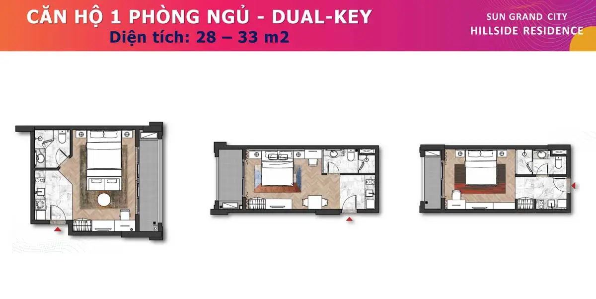 SUN GRAND CITY HILLSIDE RESIDENCE 11 Căn hộ 1PN Dual-Key 28-33m2 Sun Grand City Hillside Residence