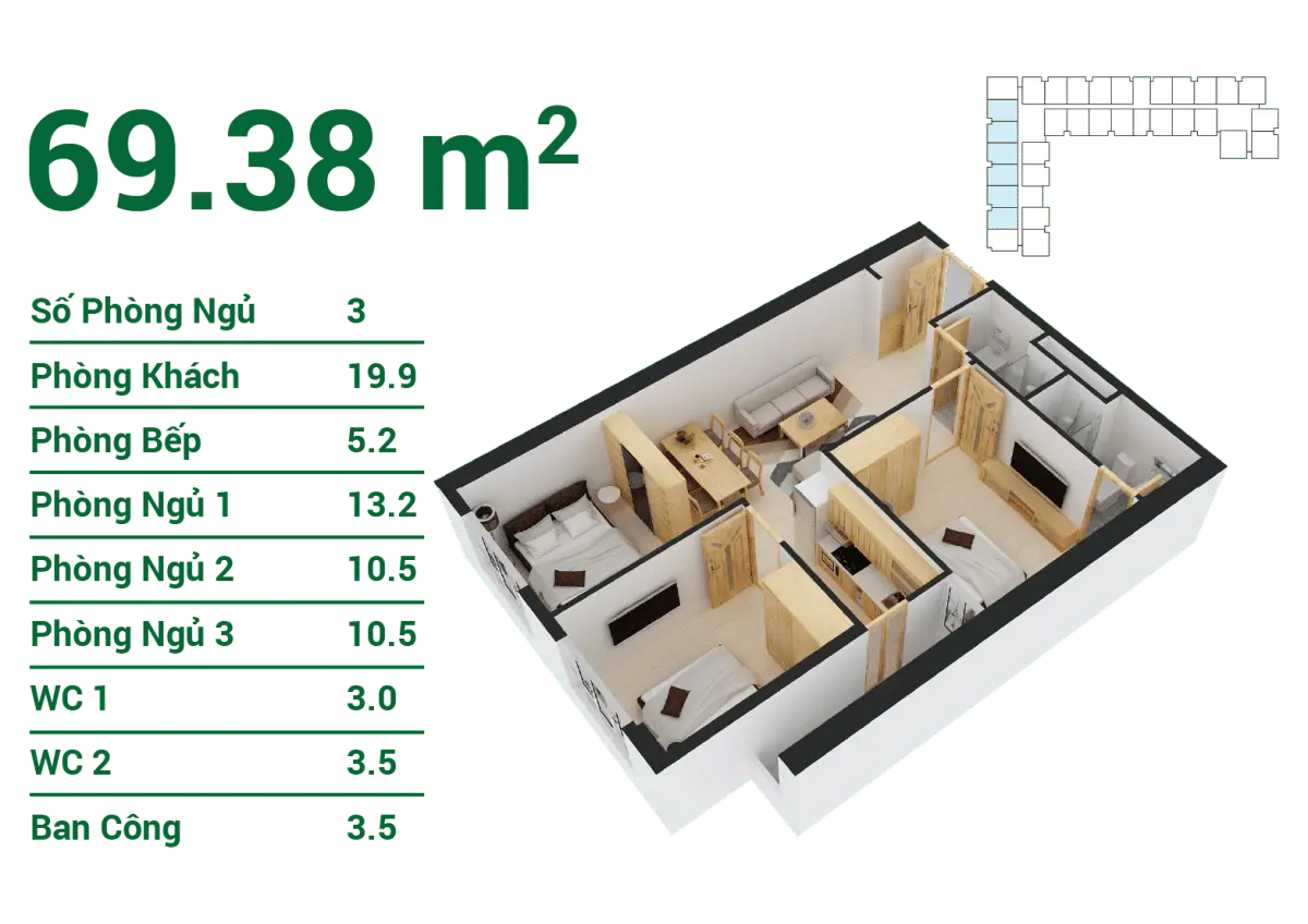 ZEN TOWER QUẬN 12 12 Căn hộ 69.38 m2 tại zen tower