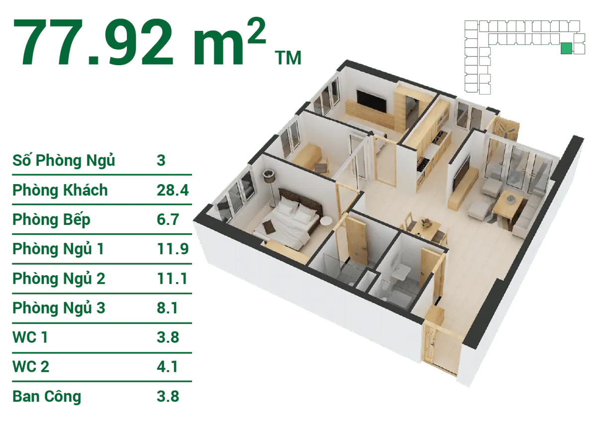 ZEN TOWER QUẬN 12 13 Căn hộ 77.92 m2 tại zen tower