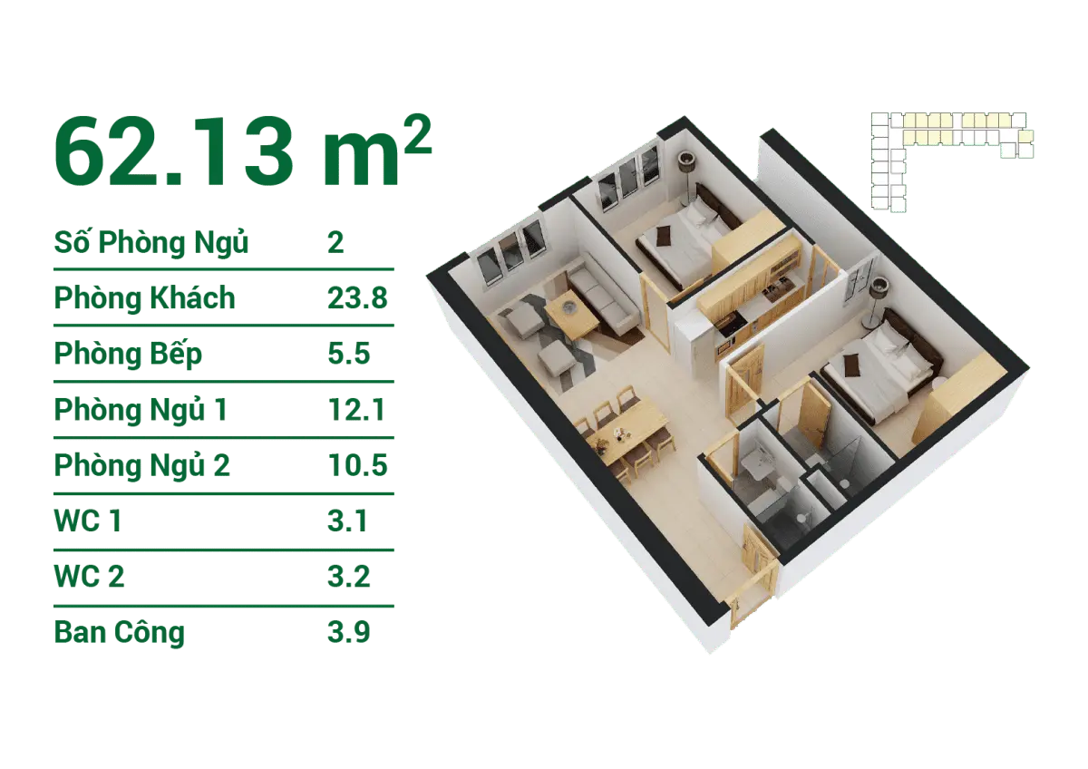 ZEN TOWER QUẬN 12 10 Căn hộ 62.13 m2 tại zen tower