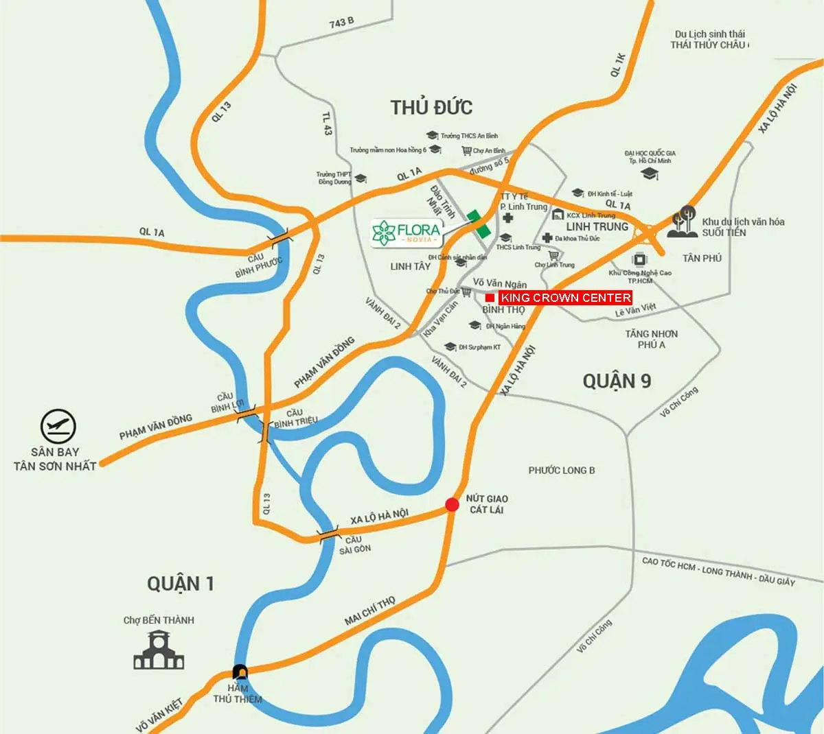 KING CROWN CENTER 3 Vị trí Dự án Căn Hộ King Crown Center Thủ Đức