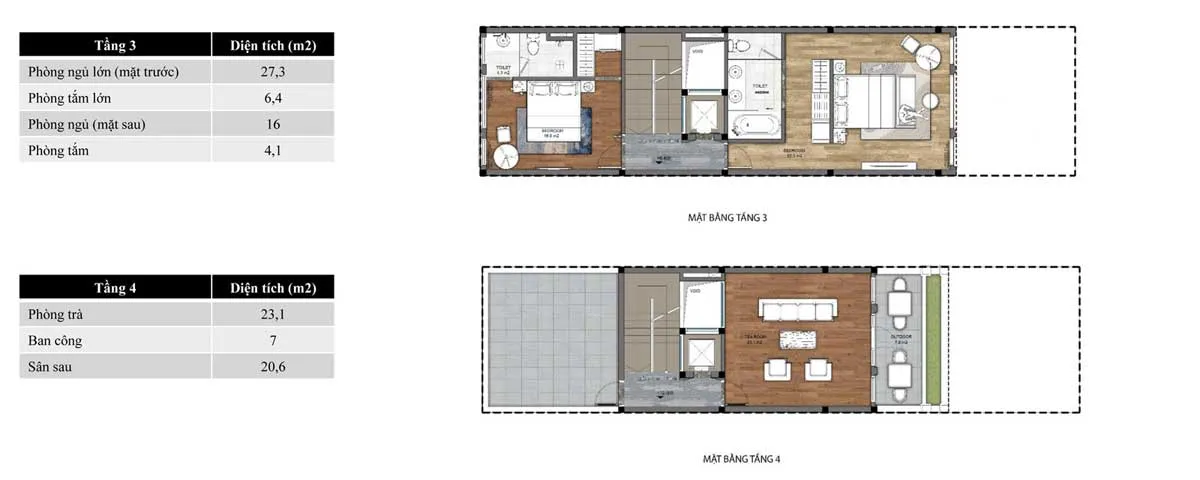 La Queenara 7 Thiết kế Tầng 3-4 Nhà phố La Queenara Hội An
