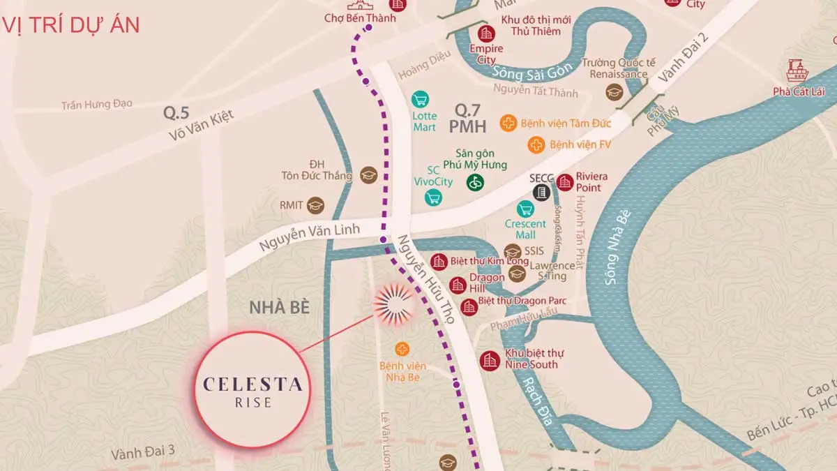 CELESTA RISE KEPPEL LAND NHÀ BÈ 3 Vị trí Dự án Celesta Rise Keppel Land Nguyễn Hữu Thọ Nhà Bè