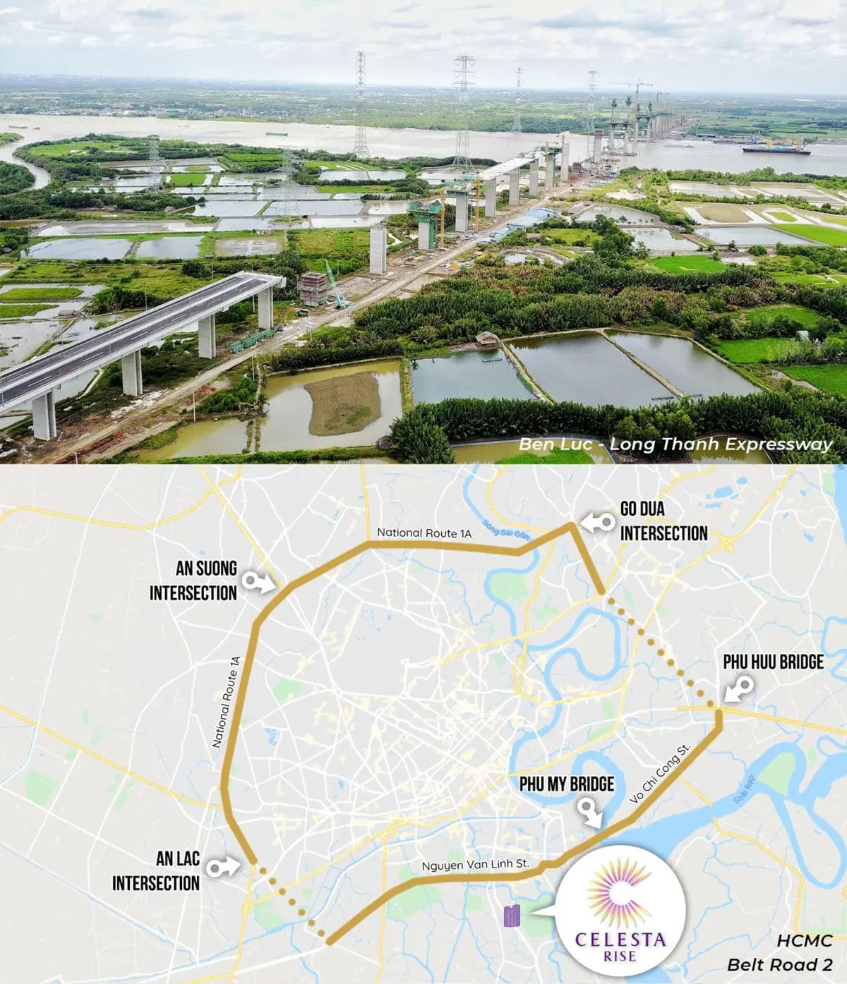 CELESTA RISE KEPPEL LAND NHÀ BÈ 7 Celesta Rise nằm ngay cao tốc Bến Lức - Long Thành