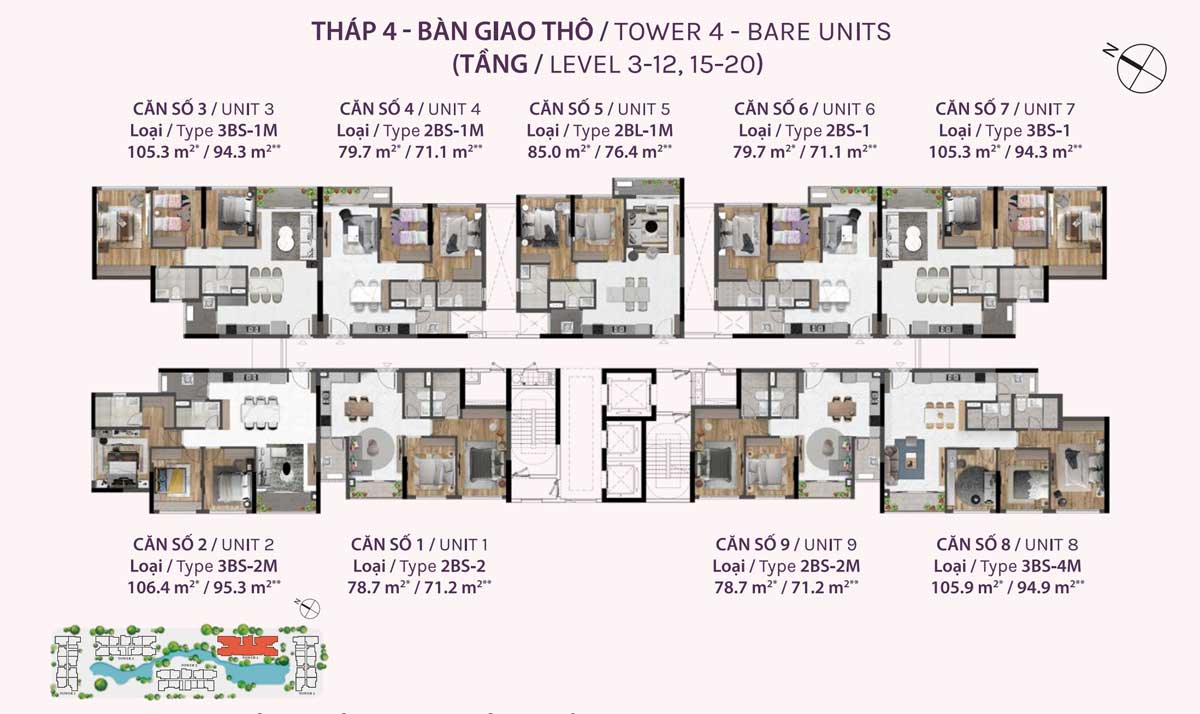 Mặt bằng tầng Tháp 4 Dự án Celesta Rise