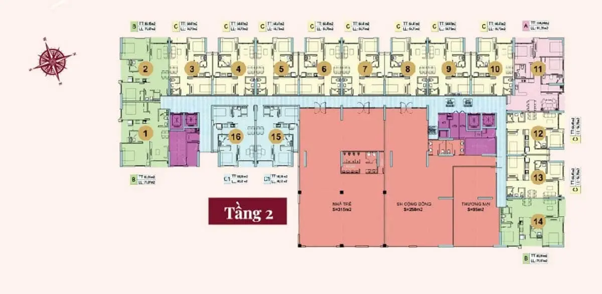 Legend Complex 10 Mặt bằng tầng 2 Dự án Căn hộ Legend Complex