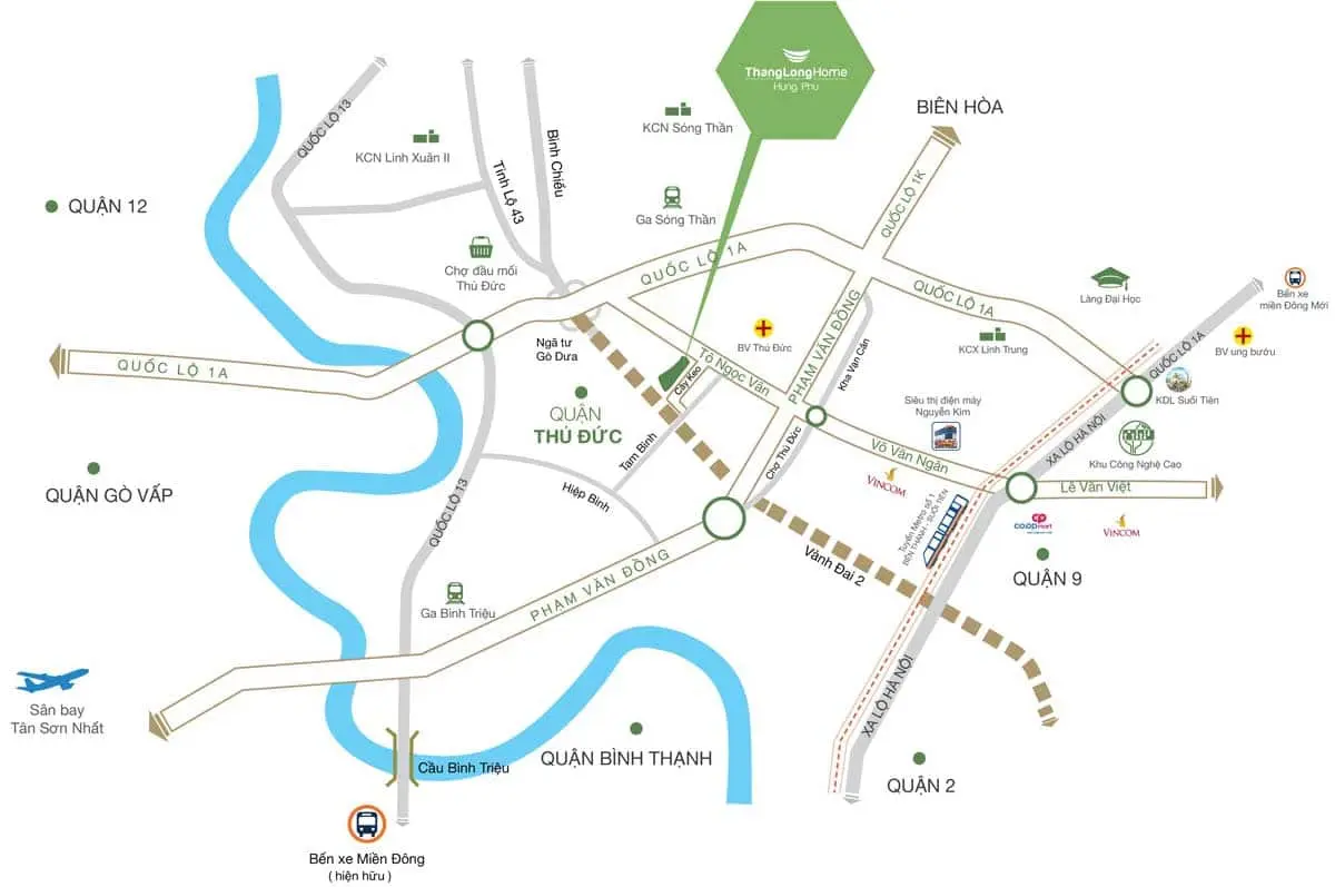 Thăng Long Home Hưng Phú 2 Vị trí Dự án Thăng Long Home Hưng Phú Thủ Đức