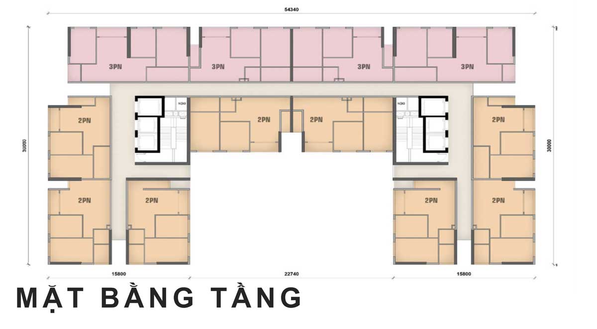 Mặt bằng tầng điển hình Dự án Căn hộ Chung cư Tiến Thành Tân Phú