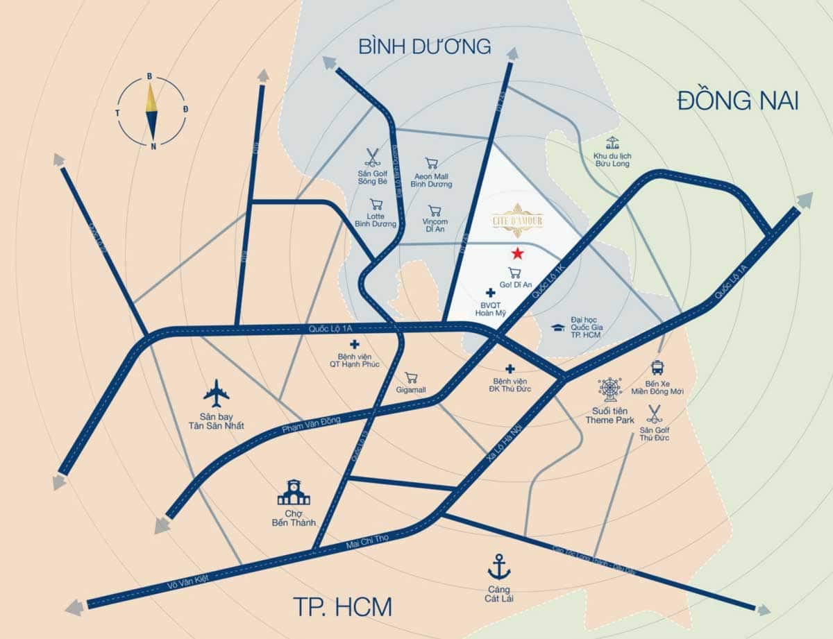 Vị trí Dự án Cite Damour Dĩ An Bình Dương