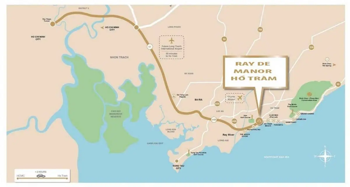 RAY DE MANOR HỒ TRÀM 3 vị trí dự án Ray De Manor 2