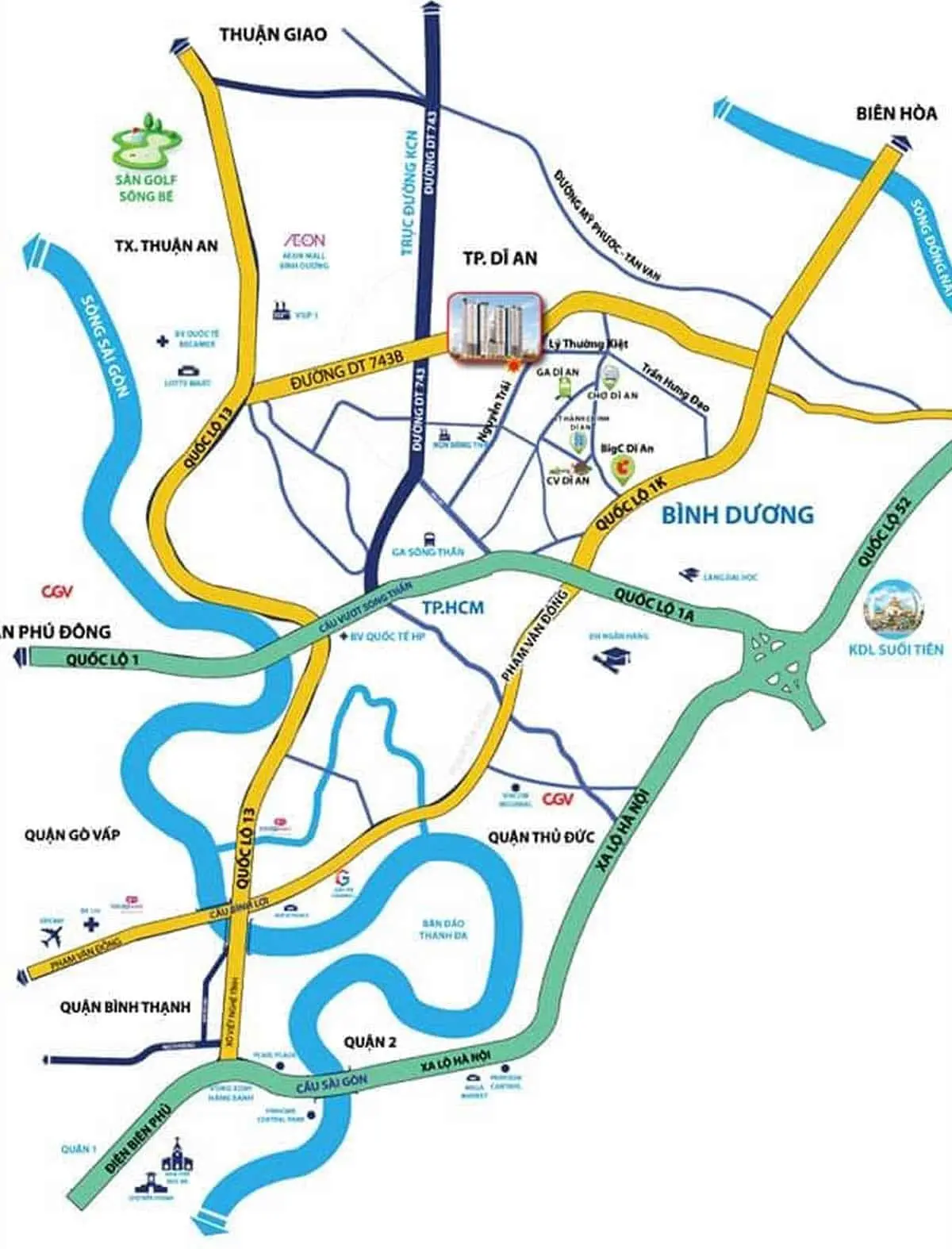 BCONS GARDEN BÌNH DƯƠNG 3 Vị trí Căn hộ Chung cư Bcons Garden Bình Dương